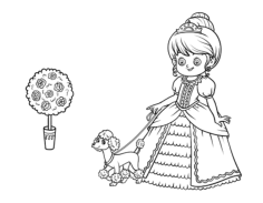 Princess Walking Poodle Dog Tracing Shape Pdf, Free Vectors File